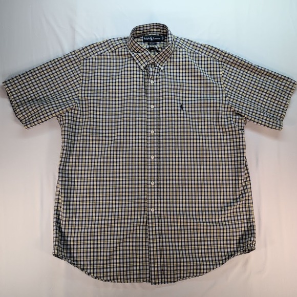 Polo Ralph Lauren Other - Ralph Lauren Mens Shirt Large Blake Plaid Short Sleeve Button Down Cotton